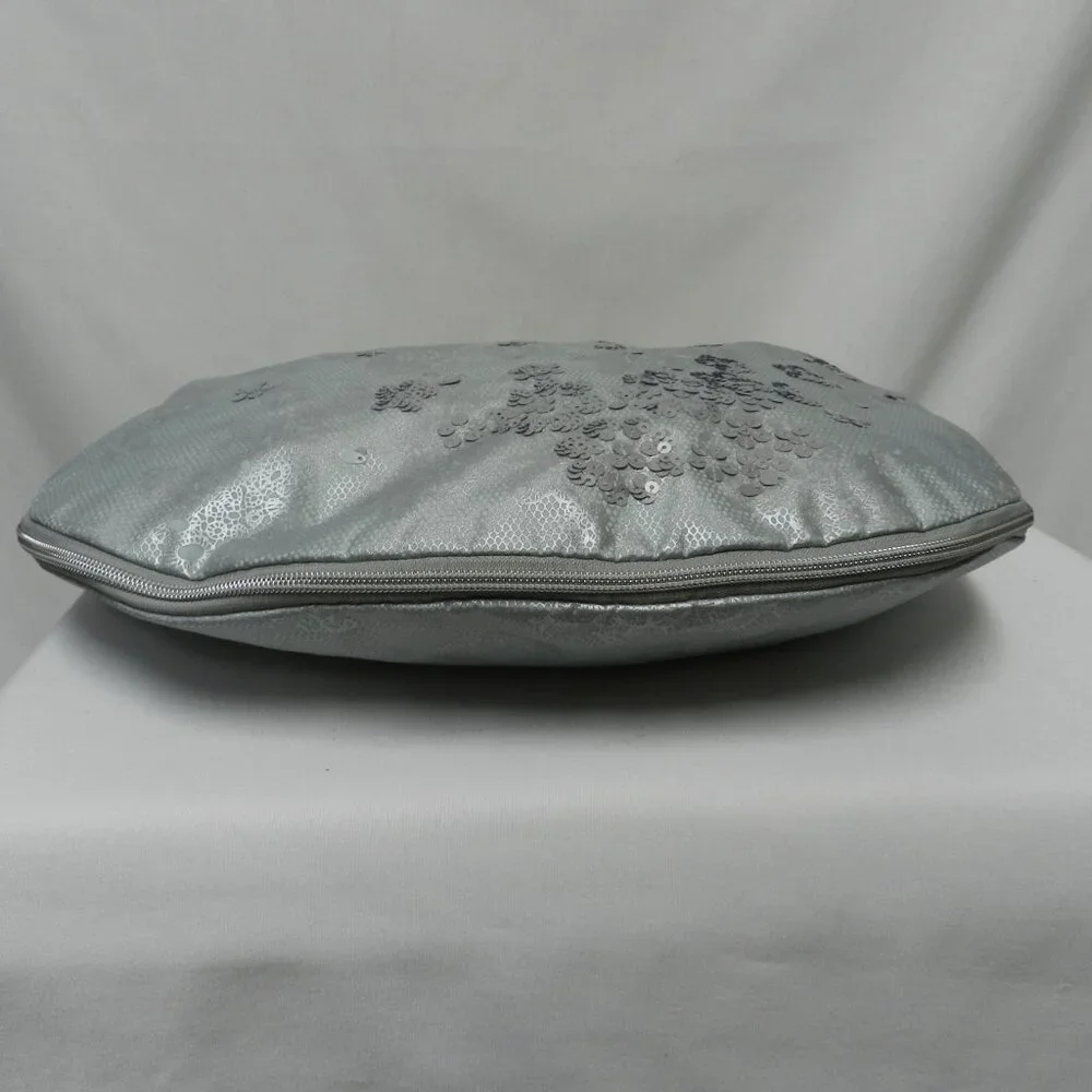 LeSportSac Sequin large Hobo bag purse zip top adjustable Expandable gray NEW